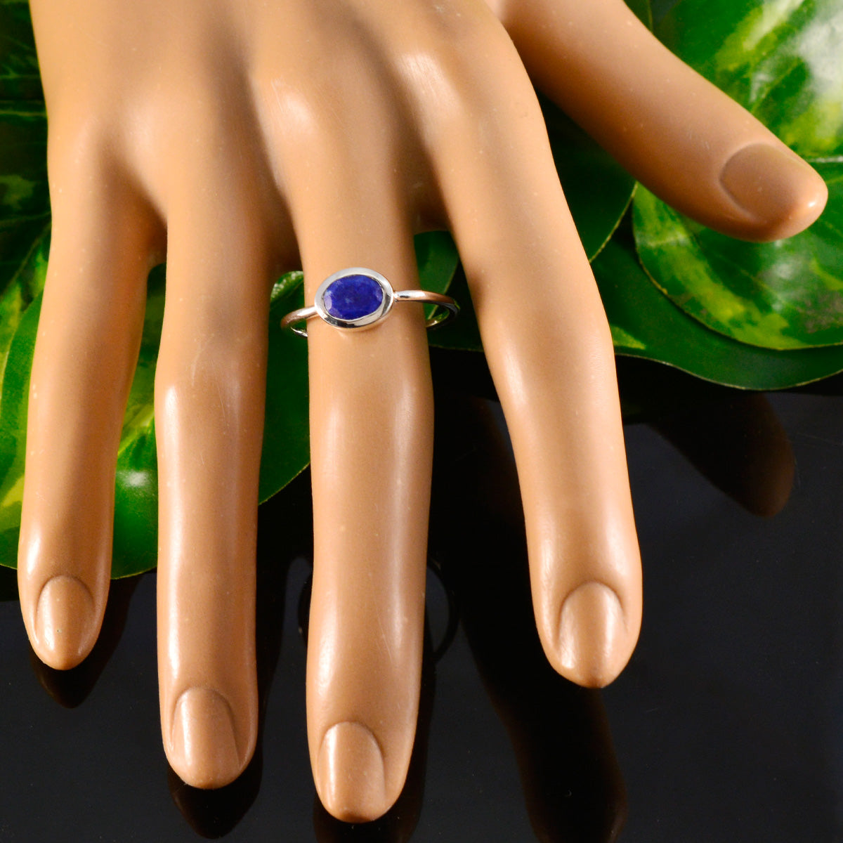 Lapis Lazuli Solitaire Turkish 925 Silver Blue Gemstone Elegant  Romantic Ring Jewelry