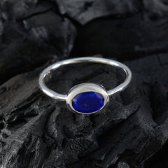 Lapis Lazuli Solitaire Turkish 925 Silver Blue Gemstone Elegant  Romantic Ring Jewelry