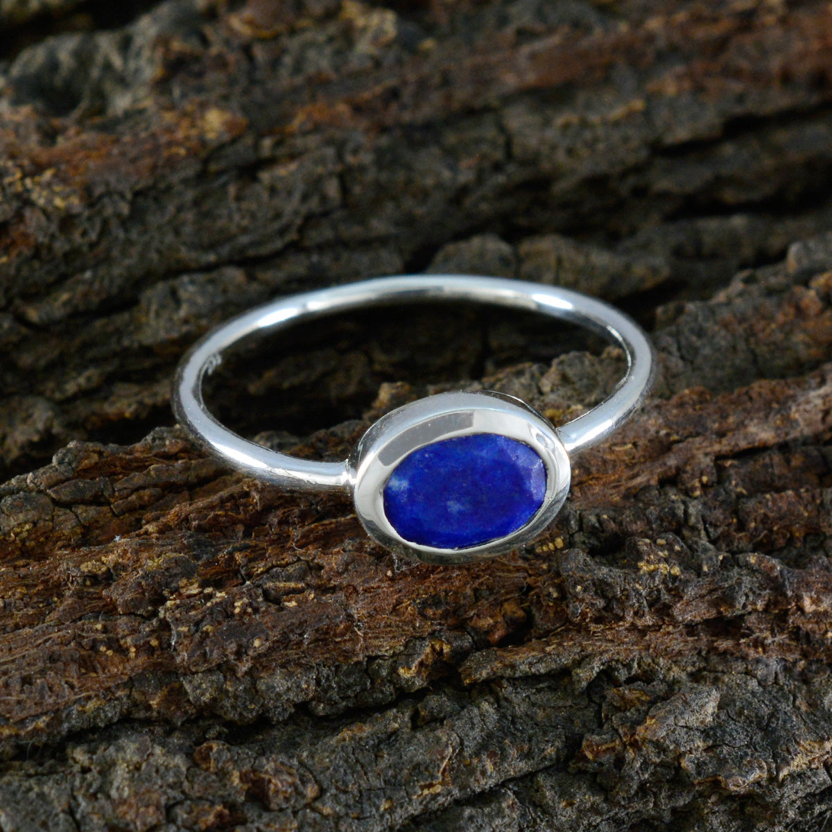 Lapis Lazuli Solitaire Turkish 925 Silver Blue Gemstone Elegant  Romantic Ring Jewelry