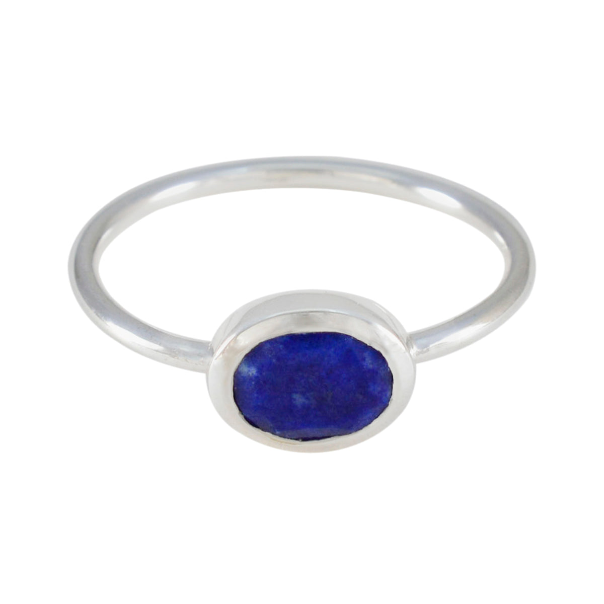 Lapis Lazuli Solitaire Turkish 925 Silver Blue Gemstone Elegant Romantic Ring Jewelry Imagen principal del producto