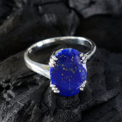 Lapis Lazuli Solitaire Moroccan 92.5 Silver Blue Gemstones Tiny Contemporary Ring Jewelry