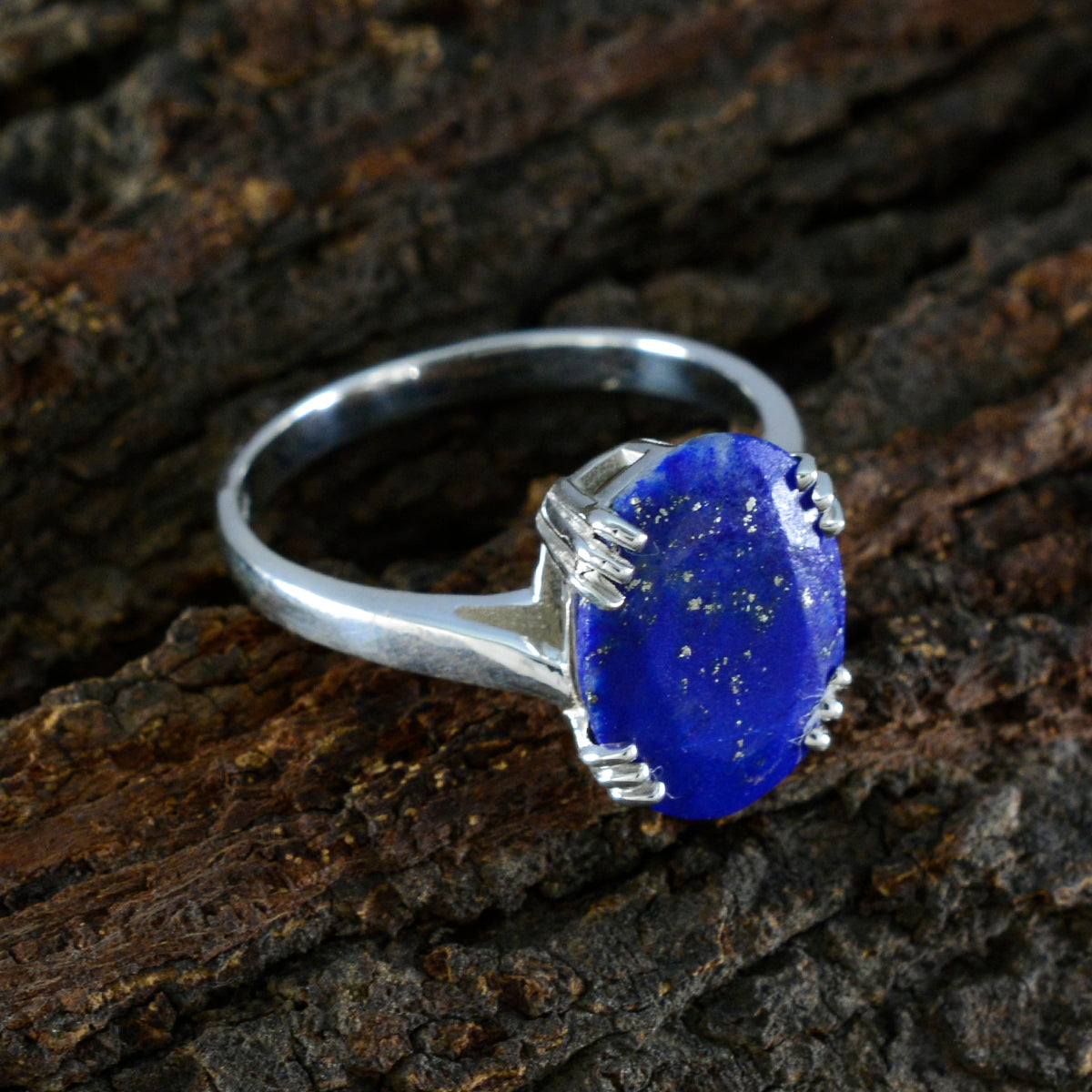 Lapis Lazuli Solitaire Moroccan 92.5 Silver Blue Gemstones Tiny Contemporary Ring Jewelry