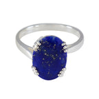 Lapis Lazuli Solitaire Moroccan 92.5 Silver Blue Gemstones Tiny Contemporary Ring Jewelry