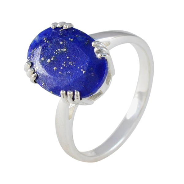 Lapis Lazuli Solitaire Moroccan 92.5 Silver Blue Gemstones Tiny Contemporary Ring Jewelry