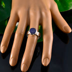 Lapis Lazuli Solitaire Russian Silver Blue Gemstones Eye catching Graceful Ring Jewellery