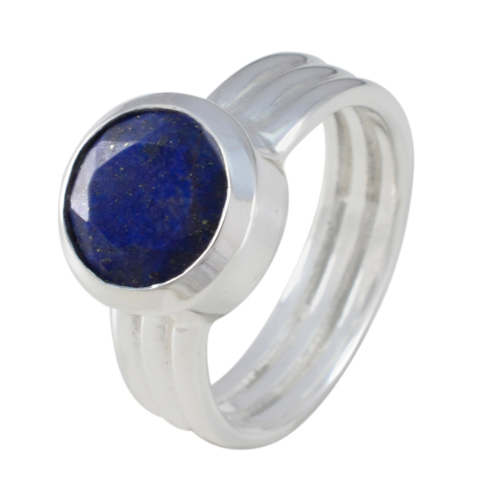 Lapis Lazuli Solitaire Russian Silver Blue Gemstones Eye catching Graceful Ring Jewellery