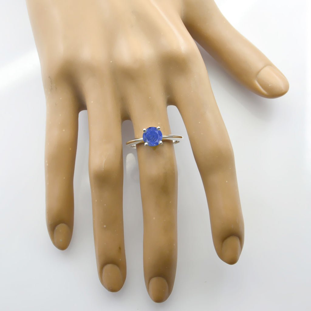 Lapis Lazuli Solitaire Turkish 92.5 Silver Blue Gemstone Whisper thin Glamorous Ring Jewellery