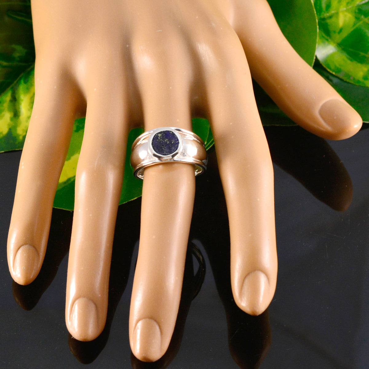 Lapis Lazuli Solitaire Russian 92.5 Silver Blue Gemstones Classic Fairytale Ring Jewelry