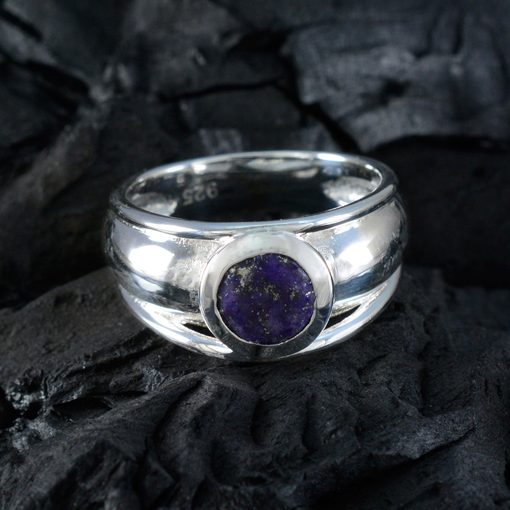 Lapis Lazuli Solitaire Russian 92.5 Silver Blue Gemstones Classic Fairytale Ring Jewelry