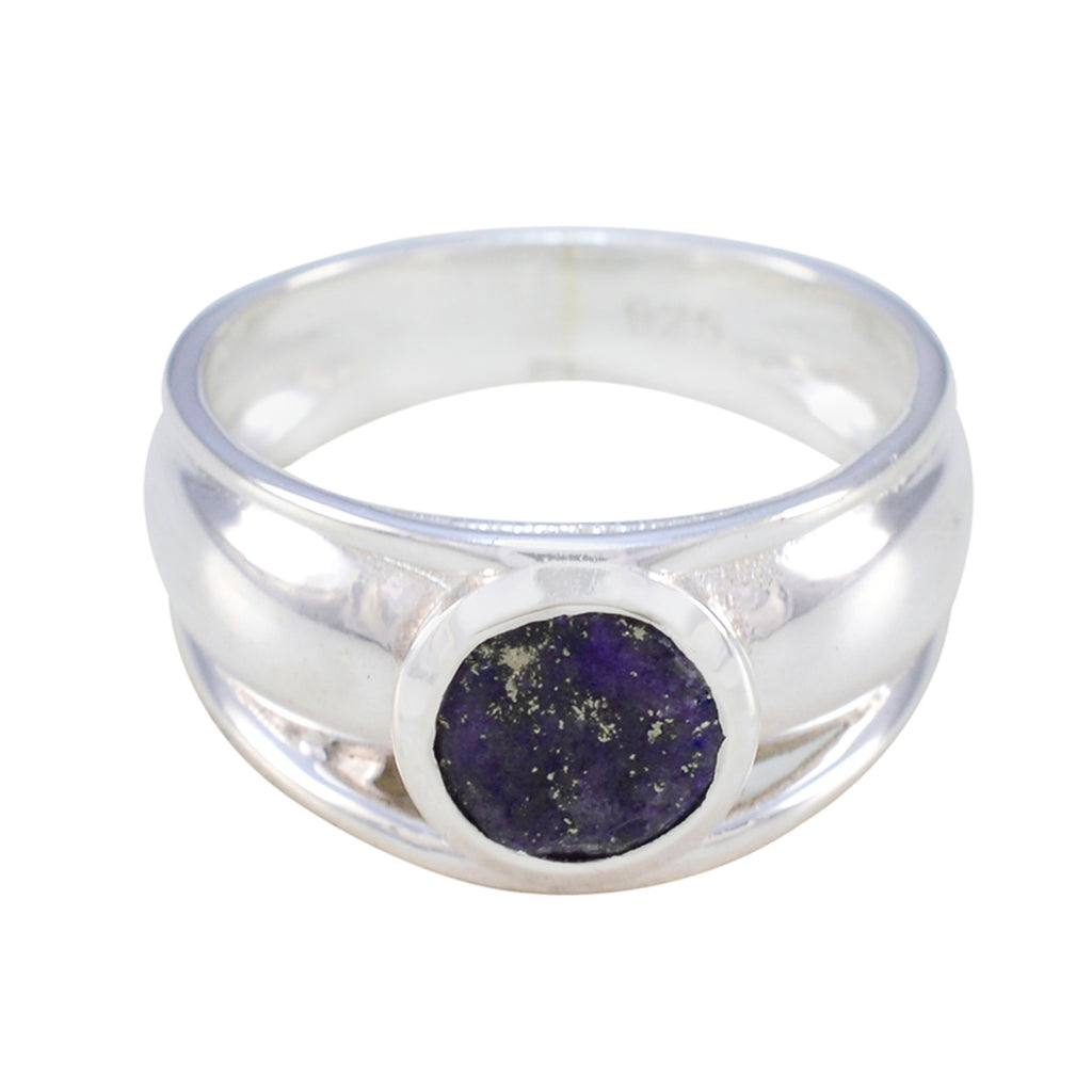 Lapis Lazuli Solitaire Russian 92.5 Silver Blue Gemstones Classic Fairytale Ring Jewelry