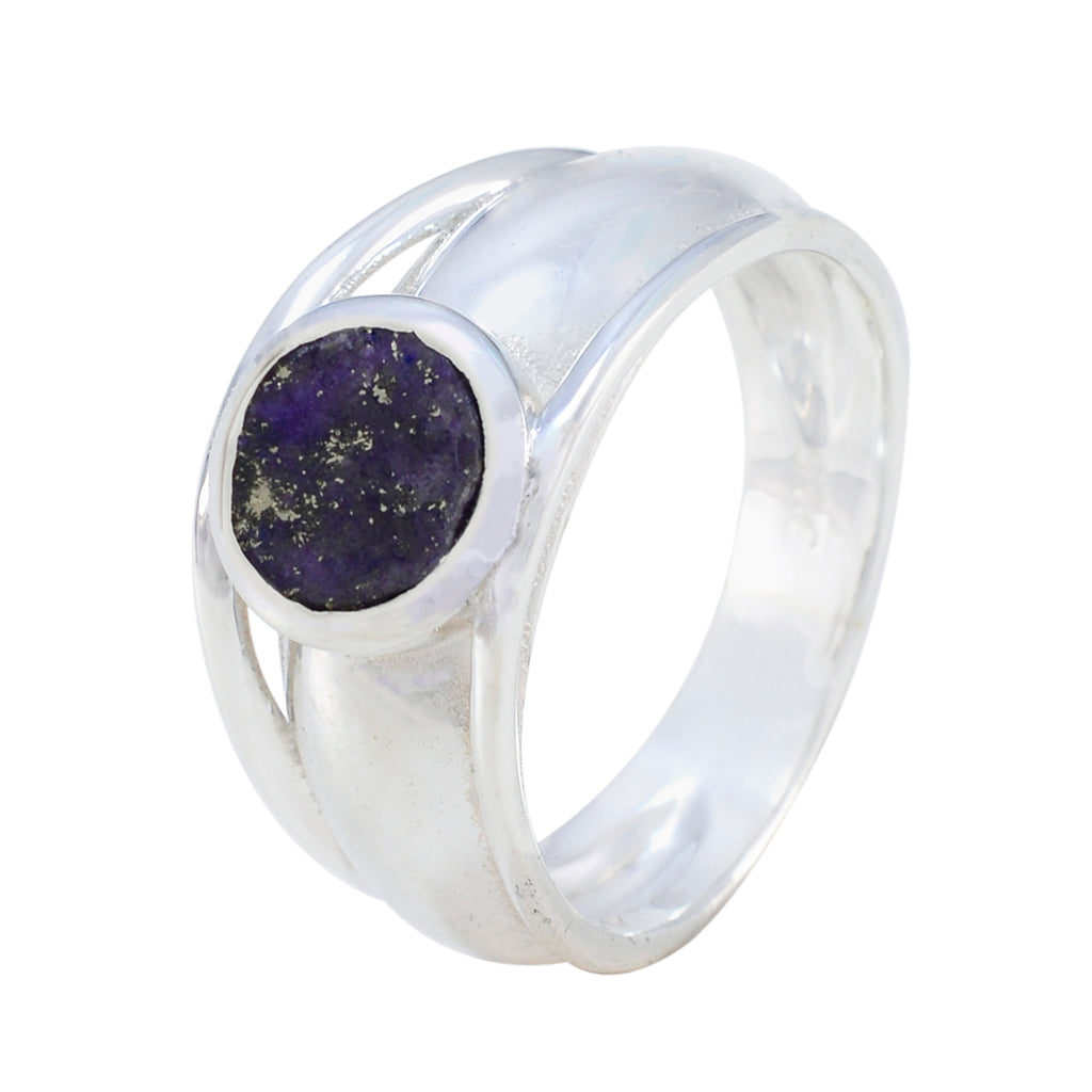 Lapis Lazuli Solitaire Russian 92.5 Silver Blue Gemstones Classic Fairytale Ring Jewelry