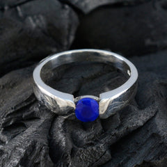 Lapis Lazuli Solitaire Egyptian 925 Sterling Silver Blue Gemstone Slim Sophisticated Ring Jewelry