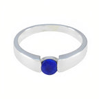 Lapis Lazuli Solitaire Egyptian 925 Sterling Silver Blue Gemstone Slim Sophisticated Ring Jewelry