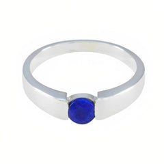 Lapis Lazuli Solitaire Egyptian 925 Sterling Silver Blue Gemstone Slim Sophisticated Ring Jewelry