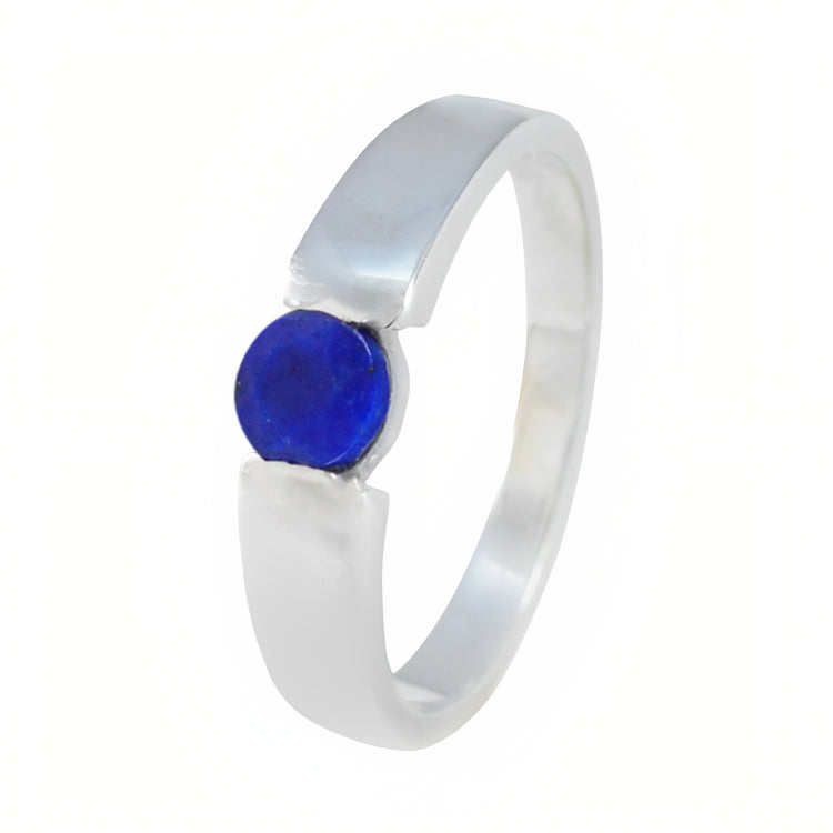 Lapis Lazuli Solitaire Egyptian 925 Sterling Silver Blue Gemstone Slim Sophisticated Ring Jewelry