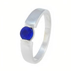 Lapis Lazuli Solitaire Egyptian 925 Sterling Silver Blue Gemstone Slim Sophisticated Ring Jewelry
