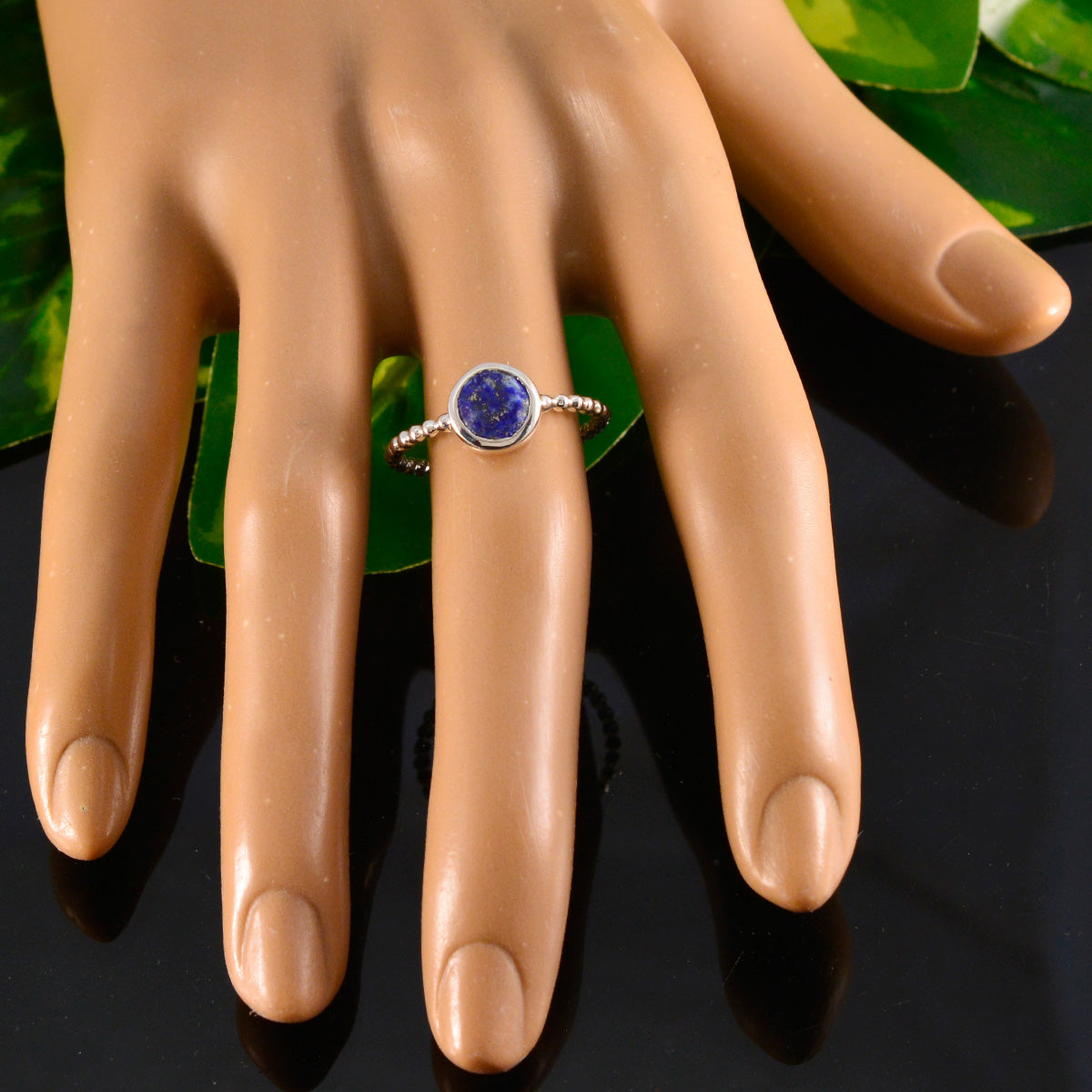 Lapis Lazuli Solitaire Turkish Silver Blue Gemstone Delicate Twist Ring Jewelry