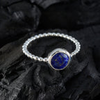 Lapis Lazuli Solitaire Turkish Silver Blue Gemstone Delicate Twist Ring Jewelry