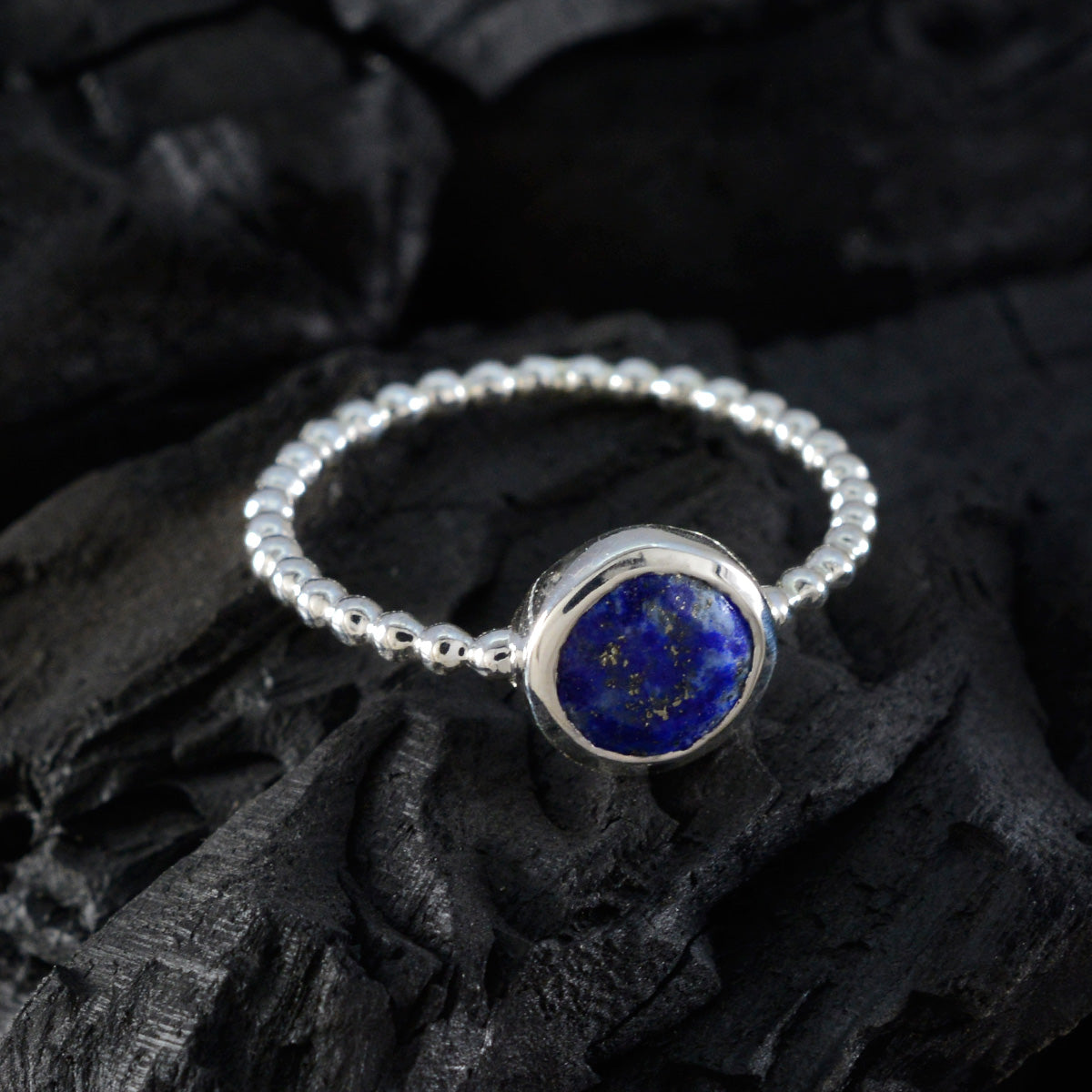 Lapis Lazuli Solitaire Turkish Silver Blue Gemstone Delicate Twist Ring Jewelry