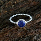 Lapis Lazuli Solitaire Turkish Silver Blue Gemstone Delicate Twist Ring Jewelry