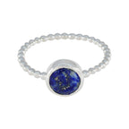 Lapis Lazuli Solitaire Turkish Silver Blue Gemstone Delicate Twist Ring Jewelry