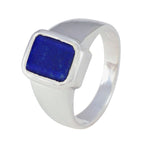 Lapis Lazuli Solitaire Russian Sterling Silver Blue Gemstone Eye catching Contemporary Ring Jewellery