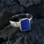 Lapis Lazuli Solitaire French Sterling Silver Blue Gems Slim Luxurious Ring Jewelry