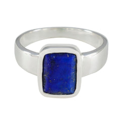 Lapis Lazuli Solitaire French Sterling Silver Blue Gems Slim Luxurious Ring Jewelry