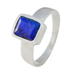 Lapis Lazuli Solitaire French Sterling Silver Blue Gems Slim Luxurious Ring Jewelry
