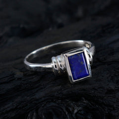 Lapis Lazuli Solitaire Korean Silver Blue Gemstones Whisper thin Luxurious Ring Jewelry