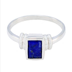 Lapis Lazuli Solitaire Korean Silver Blue Gemstones Whisper thin Luxurious Ring Jewelry