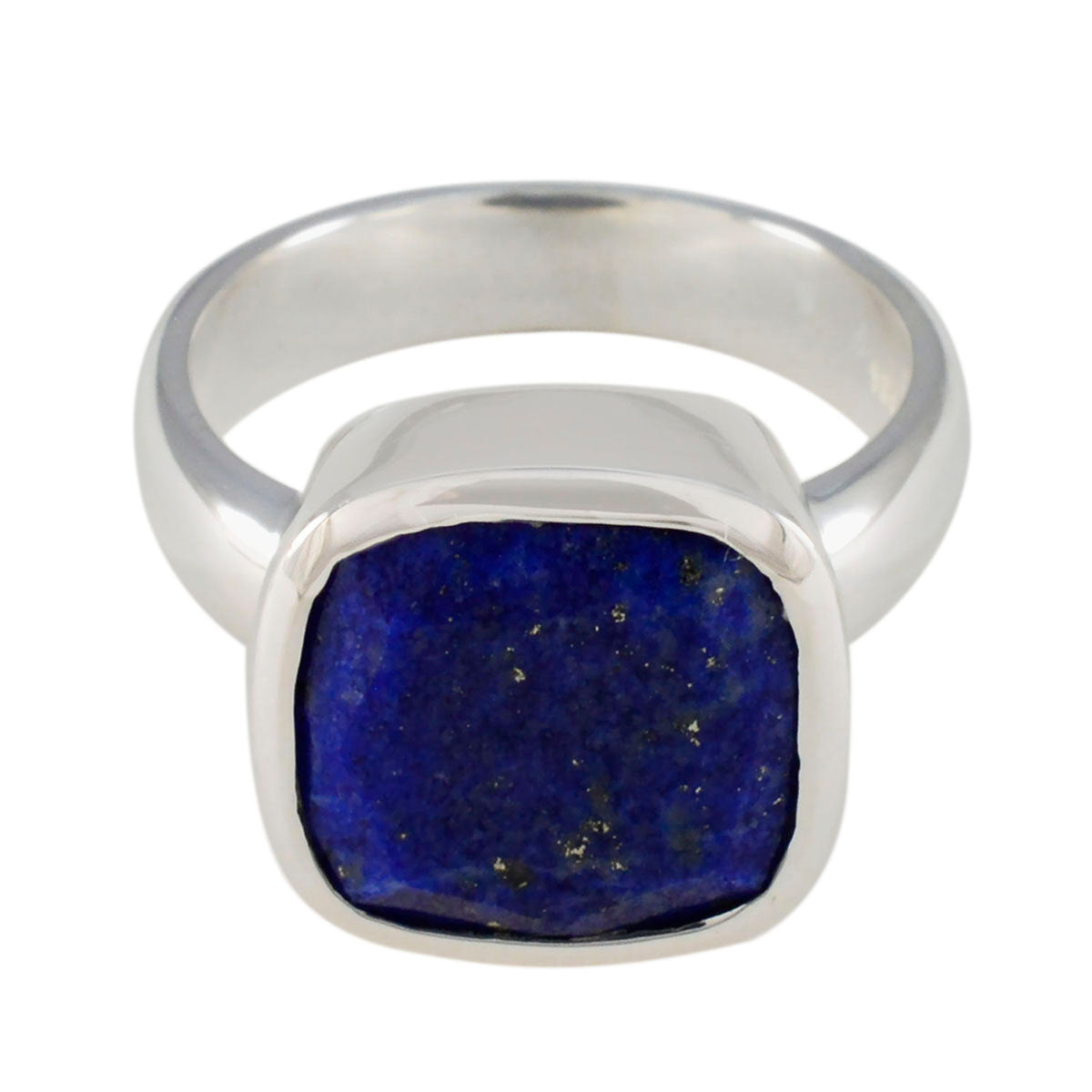 Lapis Lazuli Solitaire Egyptian Sterling Silver Blue Gemstones Eye catching Modern Ring Jewelry