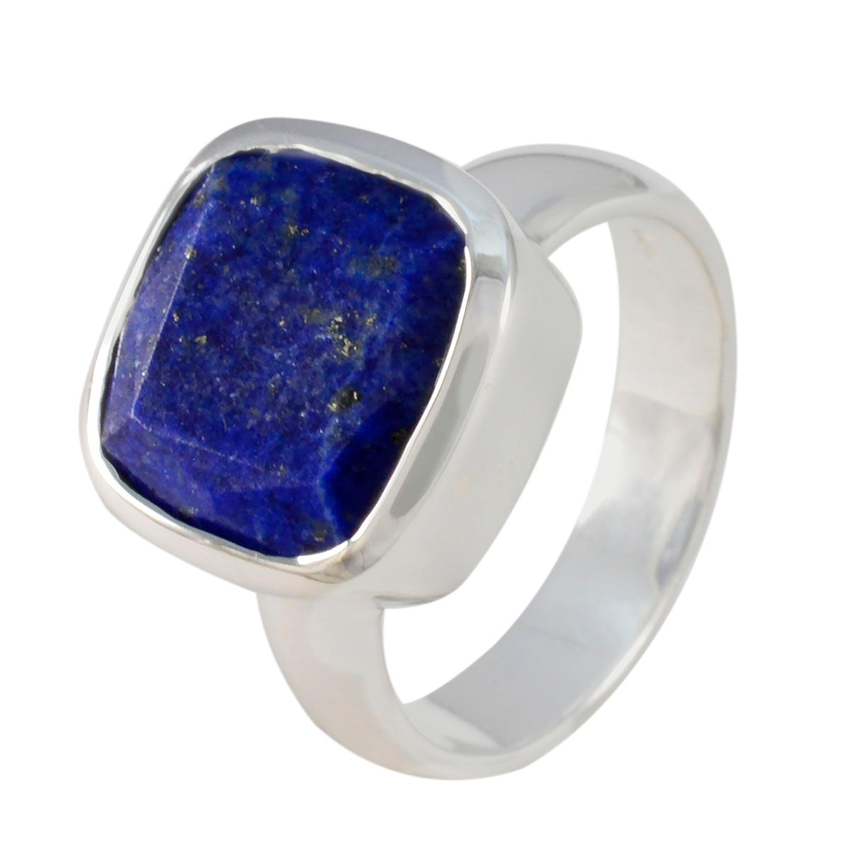 Anillo solitario de lapislázuli en plata de ley egipcia con piedras preciosas azules, joyería moderna y llamativa. Imagen secundaria del producto