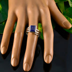 Lapis Lazuli Solitaire French 925 Silver Blue Gems Versatile Contemporary Ring Jewellery