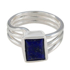 Lapis Lazuli Solitaire French 925 Silver Blue Gems Versatile Contemporary Ring Jewellery