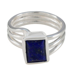 Lapis Lazuli Solitaire French 925 Silver Blue Gems Versatile Contemporary Ring Jewellery
