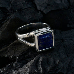 Lapis Lazuli Solitaire Egyptian Silver Blue Gemstone Eye catching Trendy Ring Jewelry