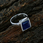 Lapis Lazuli Solitaire Egyptian Silver Blue Gemstone Eye catching Trendy Ring Jewelry