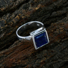 Lapis Lazuli Solitaire Egyptian Silver Blue Gemstone Eye catching Trendy Ring Jewelry