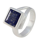 Lapis Lazuli Solitaire Egyptian Silver Blue Gemstone Eye catching Trendy Ring Jewelry