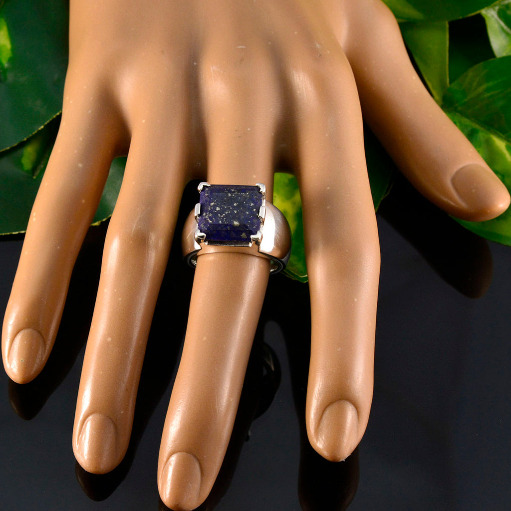 Lapis Lazuli Solitaire Italian 925 Sterling Silver Blue Gemstone Statement Ethnic Ring Jewelry