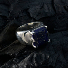 Lapis Lazuli Solitaire Italian 925 Sterling Silver Blue Gemstone Statement Ethnic Ring Jewelry