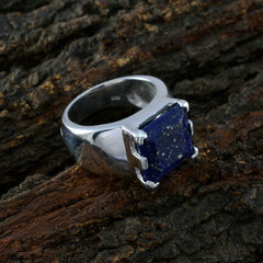 Lapis Lazuli Solitaire Italian 925 Sterling Silver Blue Gemstone Statement Ethnic Ring Jewelry