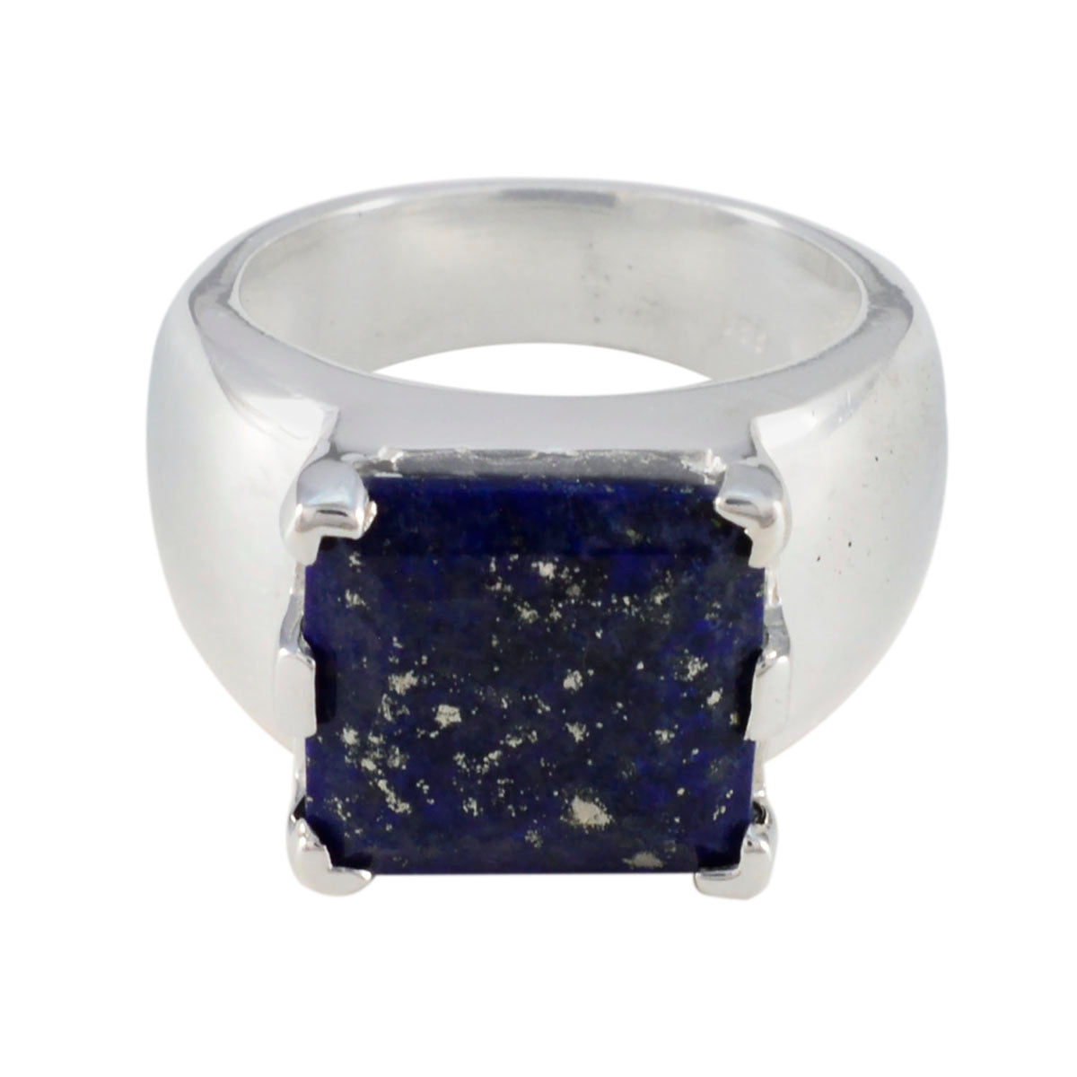 Lapis Lazuli Solitaire Italian 925 Sterling Silver Blue Gemstone Statement Ethnic Ring Jewelry メイン画像
