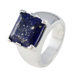 Lapis Lazuli Solitaire Italian 925 Sterling Silver Blue Gemstone Statement Ethnic Ring Jewelry