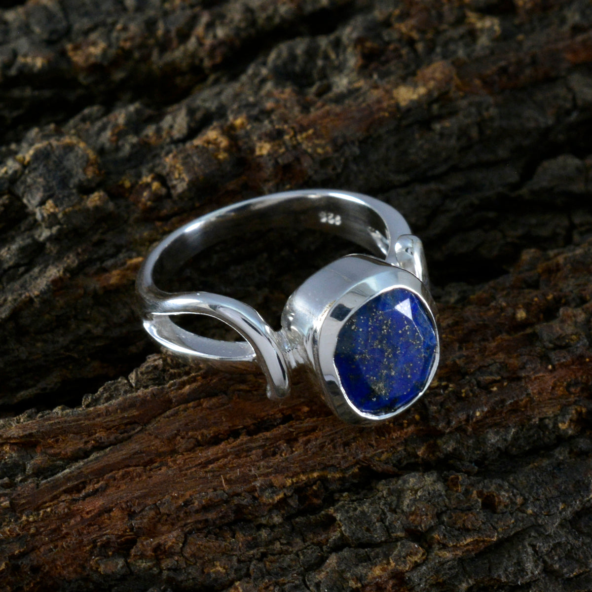 Lapis Lazuli Solitaire German 925 Sterling Silver Blue Gemstones Classic Luxurious Ring Jewelry