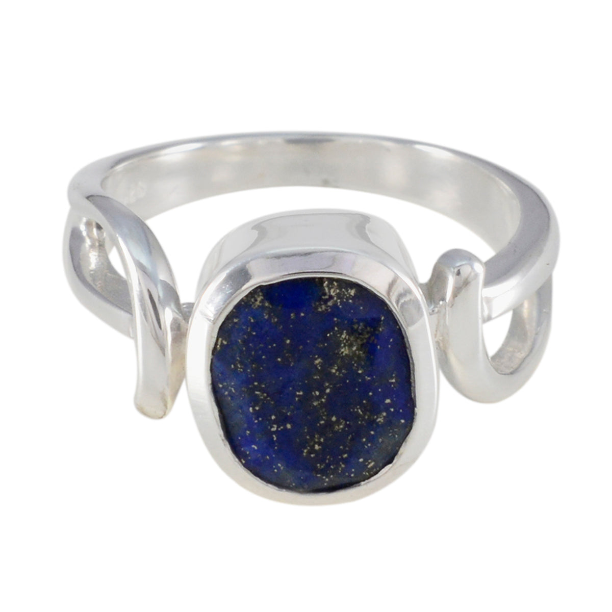 Lapis Lazuli Solitaire German 925 Sterling Silver Blue Gemstones Classic Luxurious Ring Jewelry