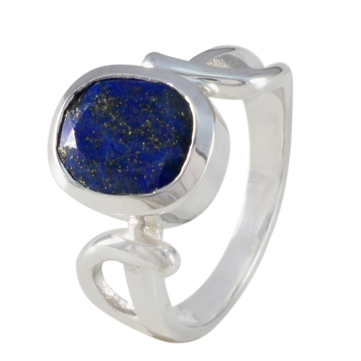 Lapis Lazuli Solitaire German 925 Sterling Silver Blue Gemstones Classic Luxurious Ring Jewelry