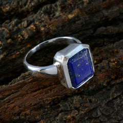 Lapis Lazuli Solitaire Egyptian Silver Blue Gemstones Versatile Trendy Ring Jewelry
