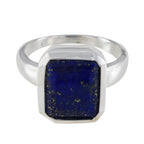 Lapis Lazuli Solitaire Egyptian Silver Blue Gemstones Versatile Trendy Ring Jewelry